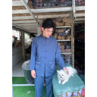 # đồ bộ đi chùa dành cho nam - mẫu thêu cổ tàu