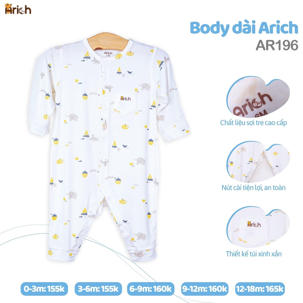 Bộ body dài Arich họa tiết siêu dễ thương cho bé