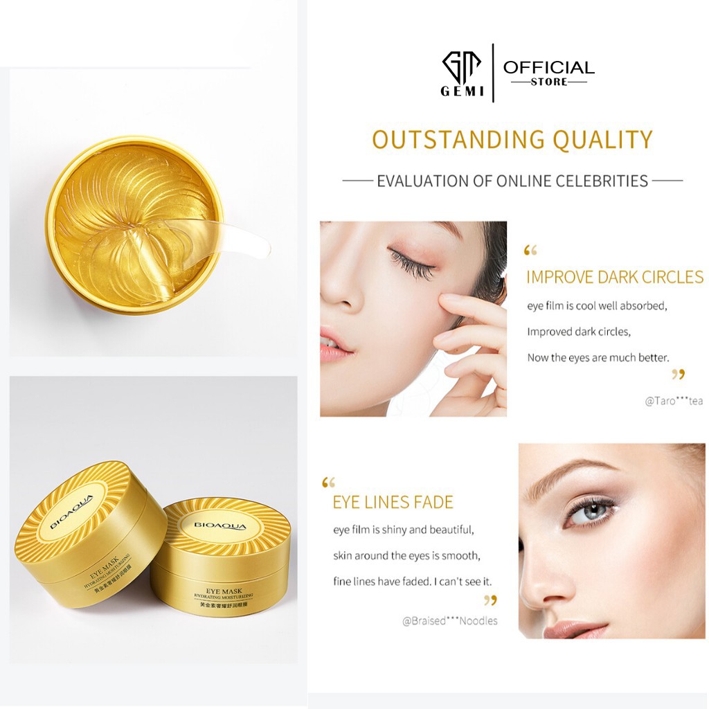 Hộp 60 Miếng Mặt Nạ Dưỡng Mắt, Giảm Quầng Thâm, Bọng Mắt, Nhăn Mắt BioAQUA | BigBuy360 - bigbuy360.vn