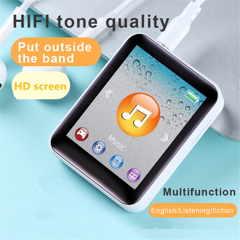 VIRWIR Máy Nghe Nhạc MP3 Màn Hình Toàn Diện Bluetooth Hỗ Trợ Đọc Sách E-book Kèm Tai Nghe Và Thẻ Nhớ 4G