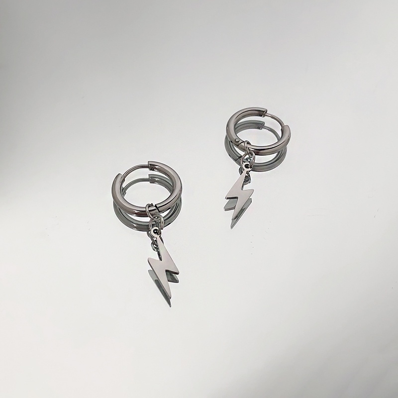 Bông Tai Thời Trang Hình Tia Chớp Đơn Giản Phong Cách hip hop Cho Nam Và Nữ