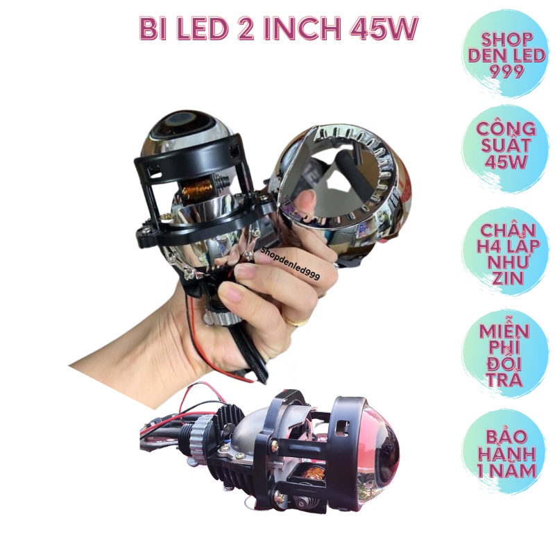 Đèn Pha Bi Led 2.0 Inch Chân Đa Năng Công Suất 45w Nhỏ Gọn Lắp Mọi Loại Xe