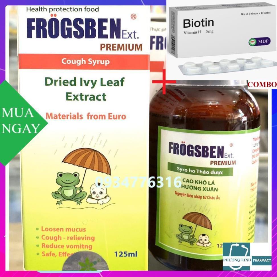 Combo Biotin 5mg+ Siro ho thảo dược FROS PAN giúp bổ phế, tan đàm và làm ấm đường hô hấp, chai 125ml