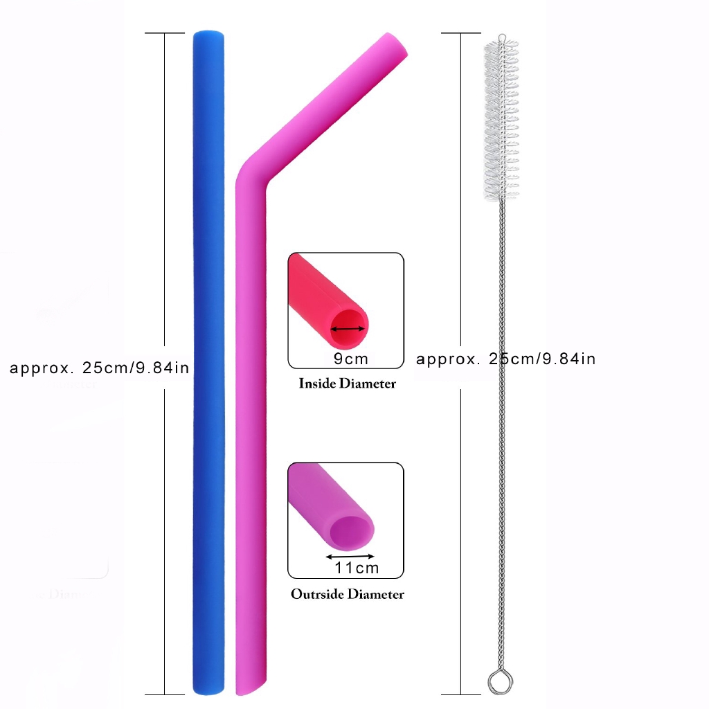 Set 6 Ống Hút Silicon Kèm Cọ Rửa Tiện Lợi