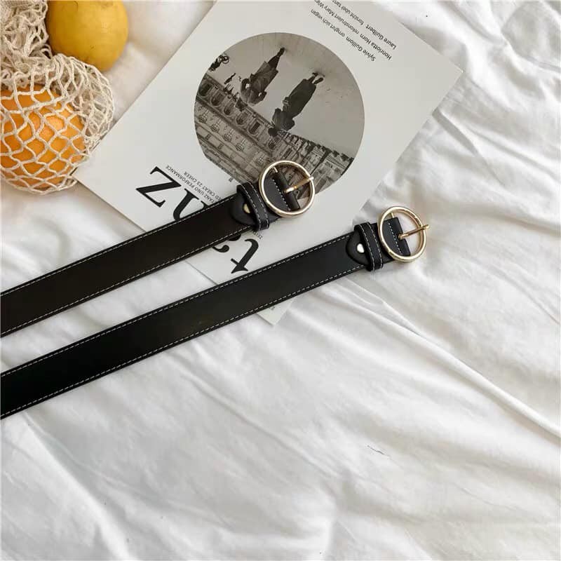 THẮT LƯNG MÓC TRÒN 2 MÀU ĐEN, NÂU