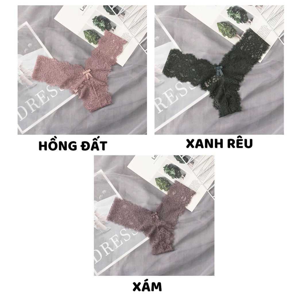 Quần Lót Nữ Ren lọt khe chữ V đính nơ nhỏ họa tiết điệu đà quyến rũ mã 8002