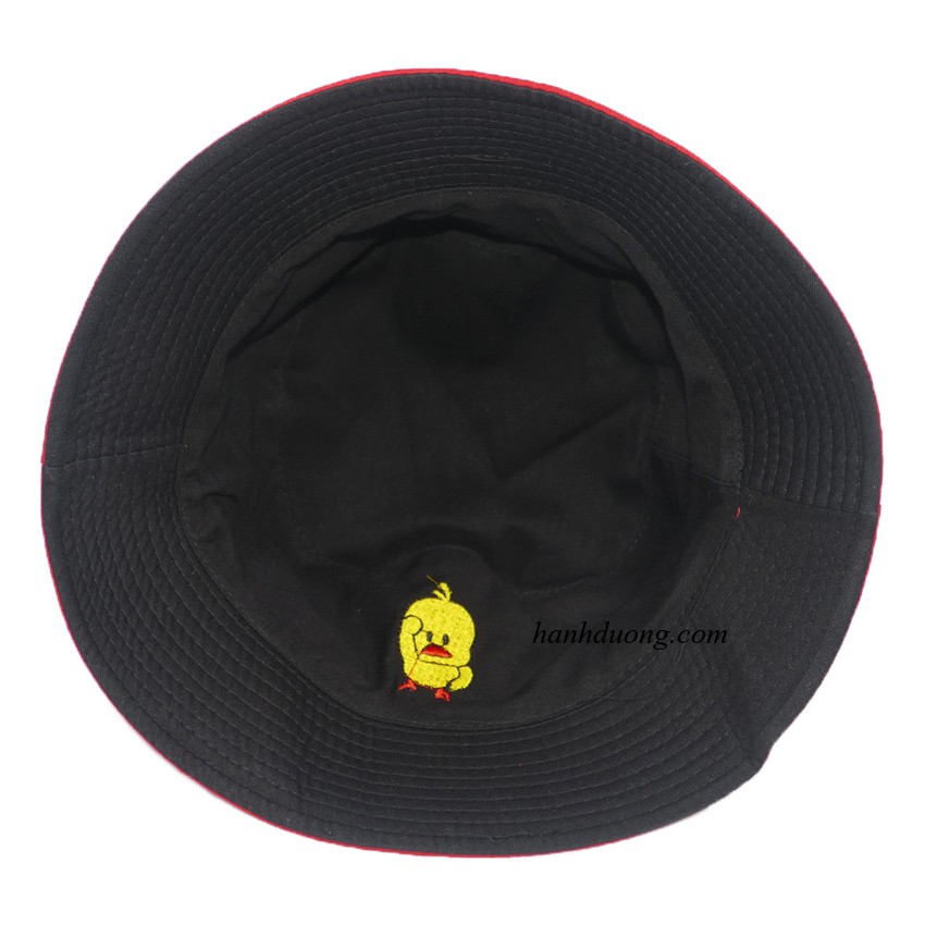 Nón tai bèo thêu hình con vịt siêu dễ thương, đội được 2 mặt độc đáo mũ bucket con vịt vàng