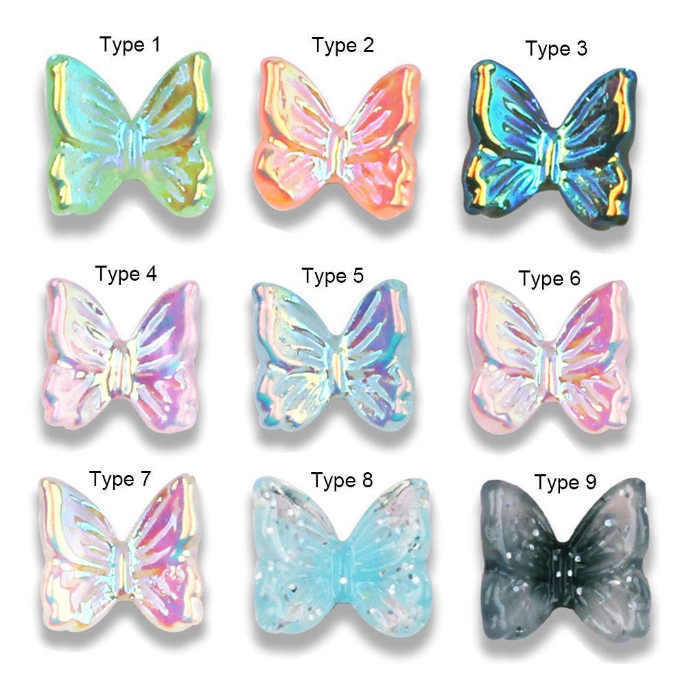 Set 10 Miếng Dán Trang Trí Móng Tay Hình Bướm 3D Nhiều Màu Sắc DIY|Nơ Cài Áo Xinh Xắn Thời Trang