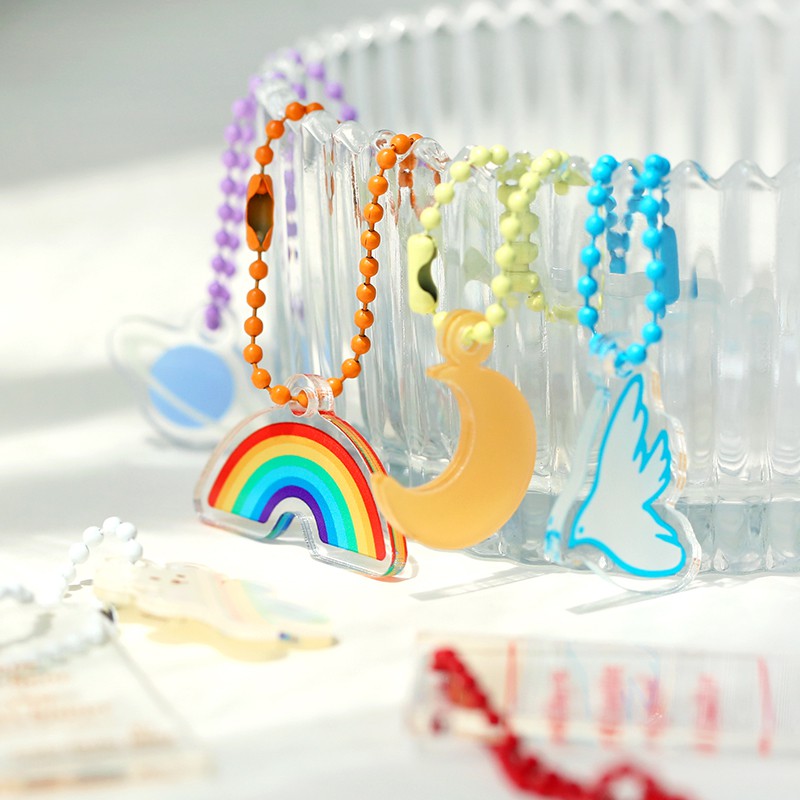 Creative Transparent Acrylic Couple Keychain Combination Small Pendant Bag Decoration Headphone Case