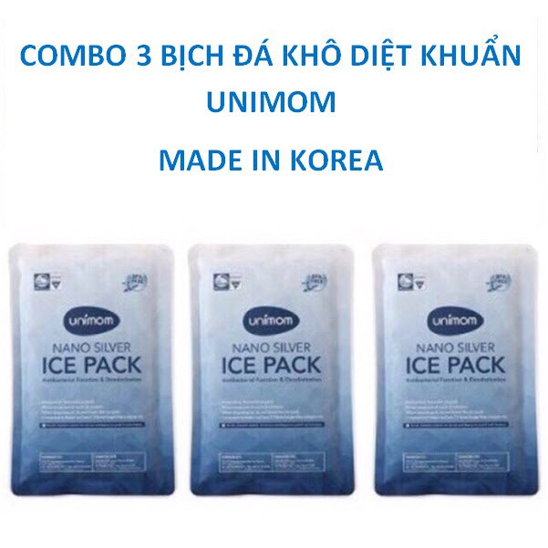 (Made in Korea) COMBO 3 Túi đá khô diệt khuẩn giữ lạnh sữa Unimom UM871857