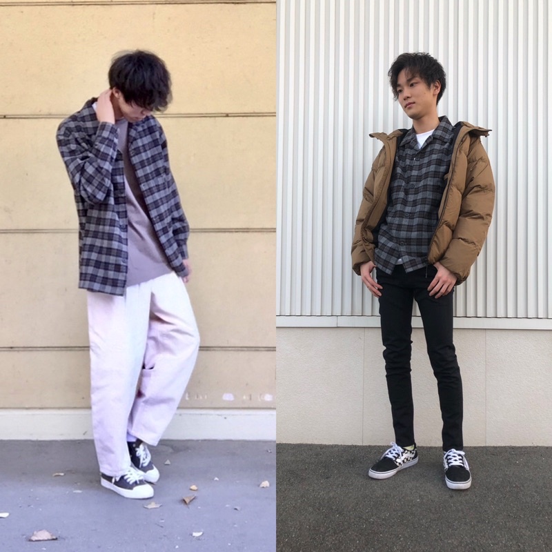 Áo sơ mi nam dài tay cổ bẻ kẻ caro dòng flannel thời trang của GU - Nhật