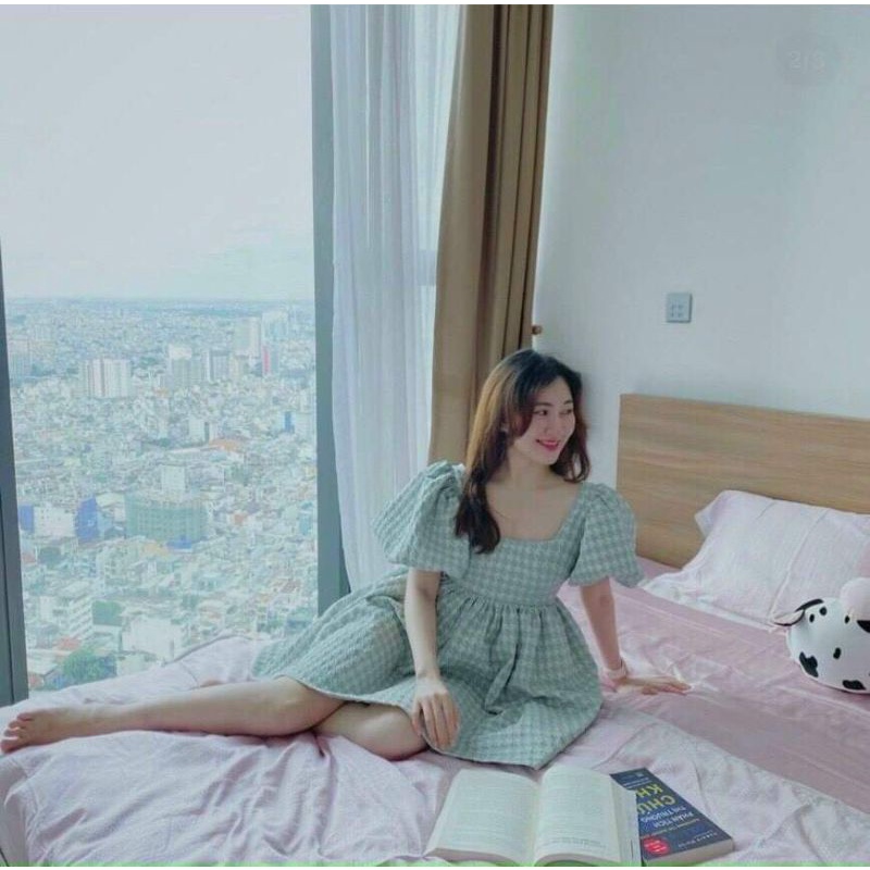 Đầm xốp bbd nơ lưng