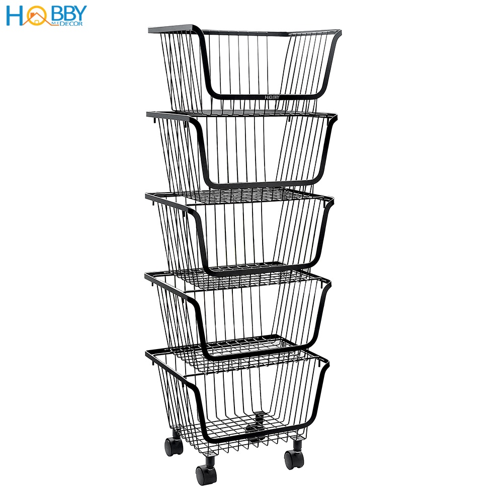 Kệ rổ đựng đồ nhà bếp HOBBY Home Decor KRNT nhiều tầng tùy chọn - sơn tĩnh điện màu đen - dễ dàng lắp ráp | BigBuy360 - bigbuy360.vn