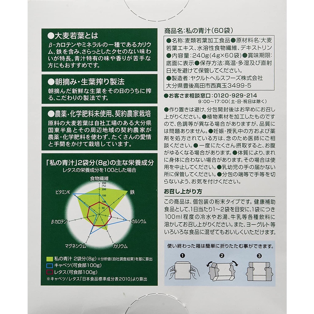 Yakult. Bột rau xanh Nhật Bản 60 gói NEW 2022