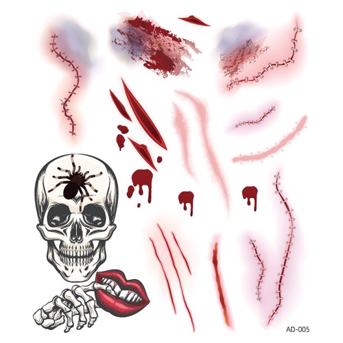 Hình Xăm Dán Tạm Thời Qipin Họa Tiết Kinh Dị Trang Trí Tiệc Halloween