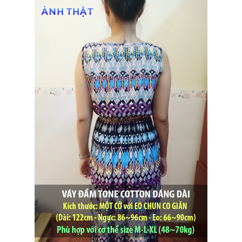 Váy đầm tone cotton maxi dài dạo chơi, đi biển - Mã 67