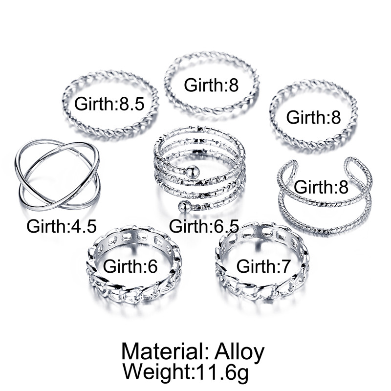 Bộ 8 Nhẫn Kim Loại Mạ Vàng Phong Cách Cổ Điển Cho Nữ