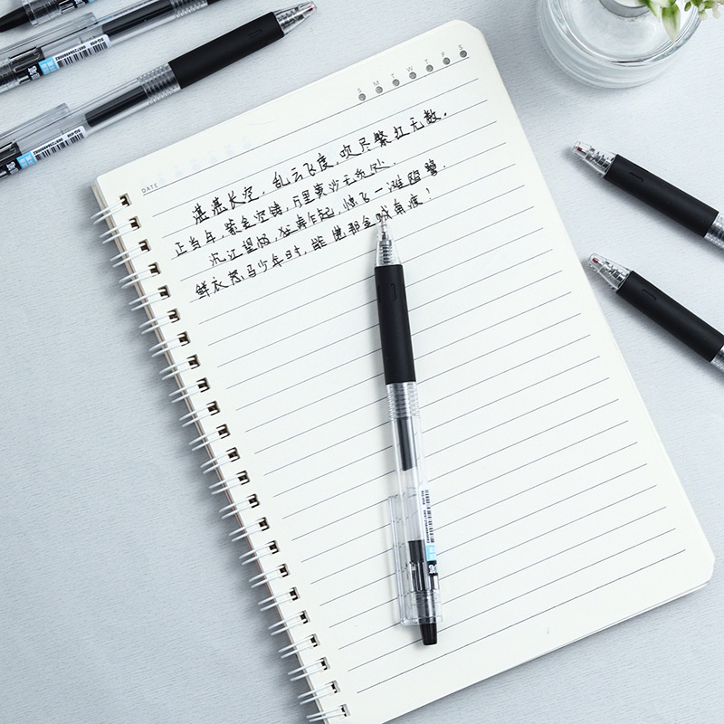 6 cái/hộp, bút bấm đầu ST màu đen, bút nước carbon, bút trung tính cho học sinh