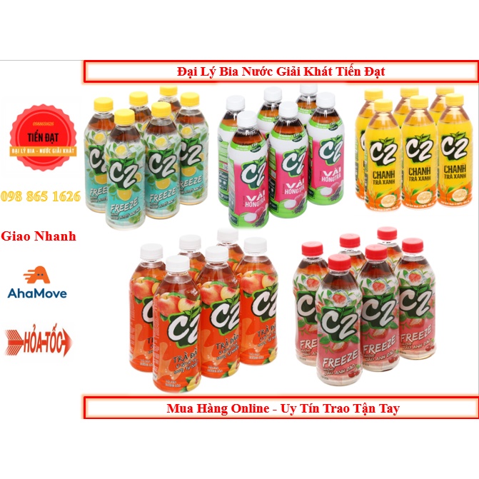 Lốc 6 Chai Trà C2 Đủ Vị Chai Nhựa 455ML(Dâu Anh Đào, Chanh,Đào Hồng Trà, Khế Mật Ong, Chanh Bạc Hà)