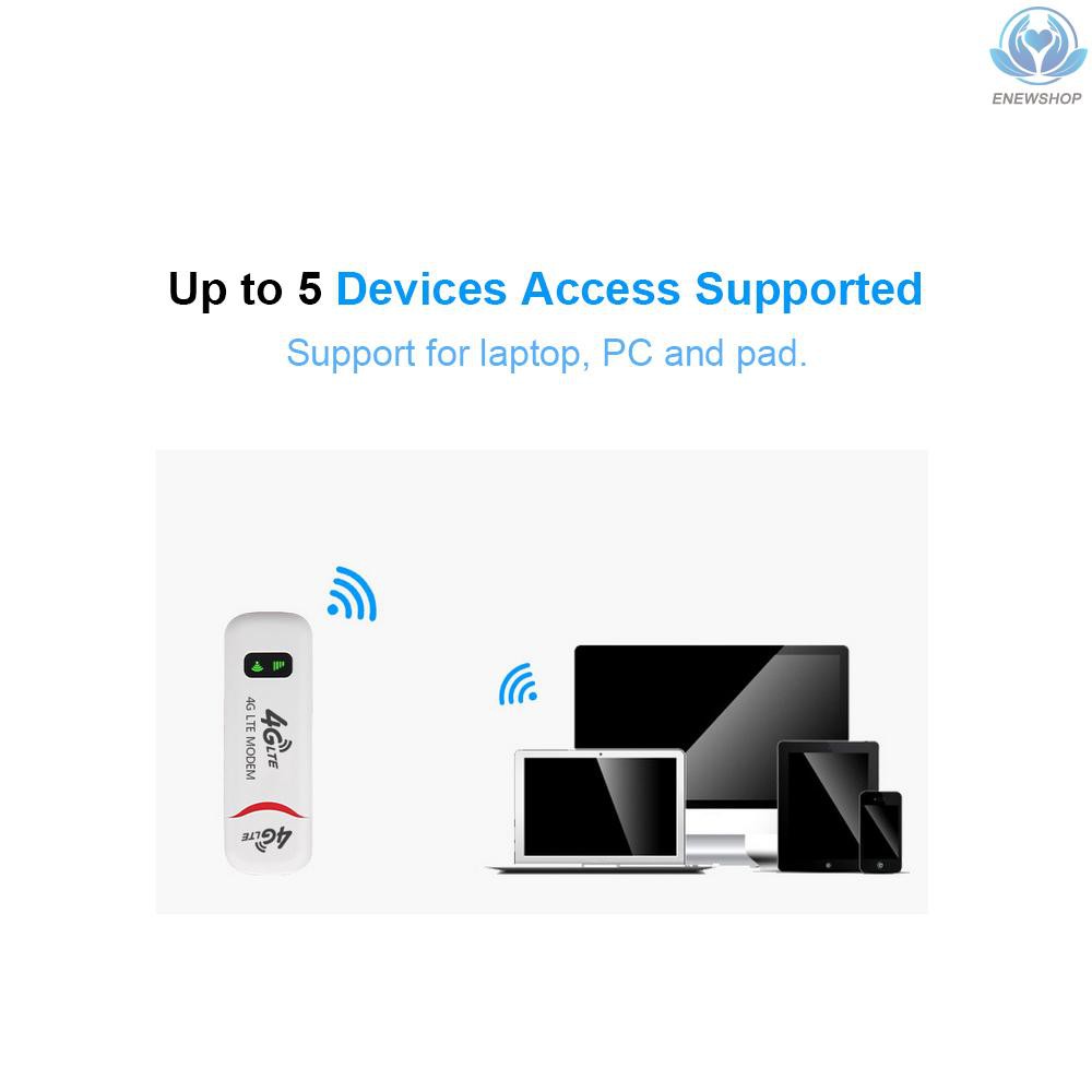 【enew】4G Portable Mini Wifi Router Usb Modem 100Mbps LTE FDD With SIM Card Slot(White)