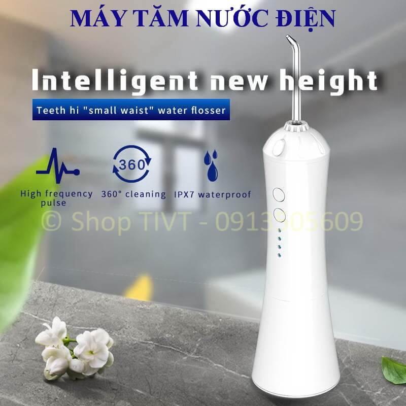 Tăm nước động cơ điện tạo xung lực 3 chế độ, áp lực mạnh, pin sạc an toàn, tiết kiệm, dễ sử dụng, ngừa cao răng-TIVT