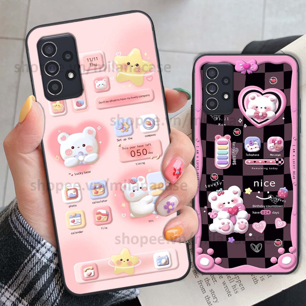 Ốp Samsung A32 / A52 / A72 hình đồng hồ icon gấu mèo cute cực dễ thương ngộ nghĩnh