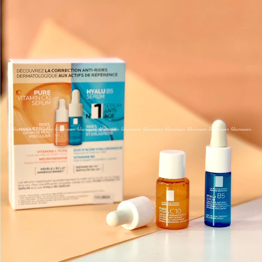 Set đôi serum LA ROCHE POSAY B5 10ml + Vitamin C pure 15% 10ml