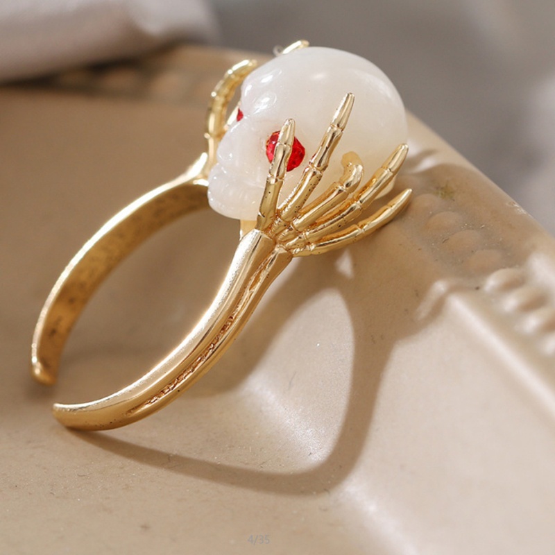 Nhẫn Hở Hình Đầu Lâu Phong Cách Goth Cá Tính Chống Căng Thẳng Có Thể Điều Chỉnh Cho Nam Nữ