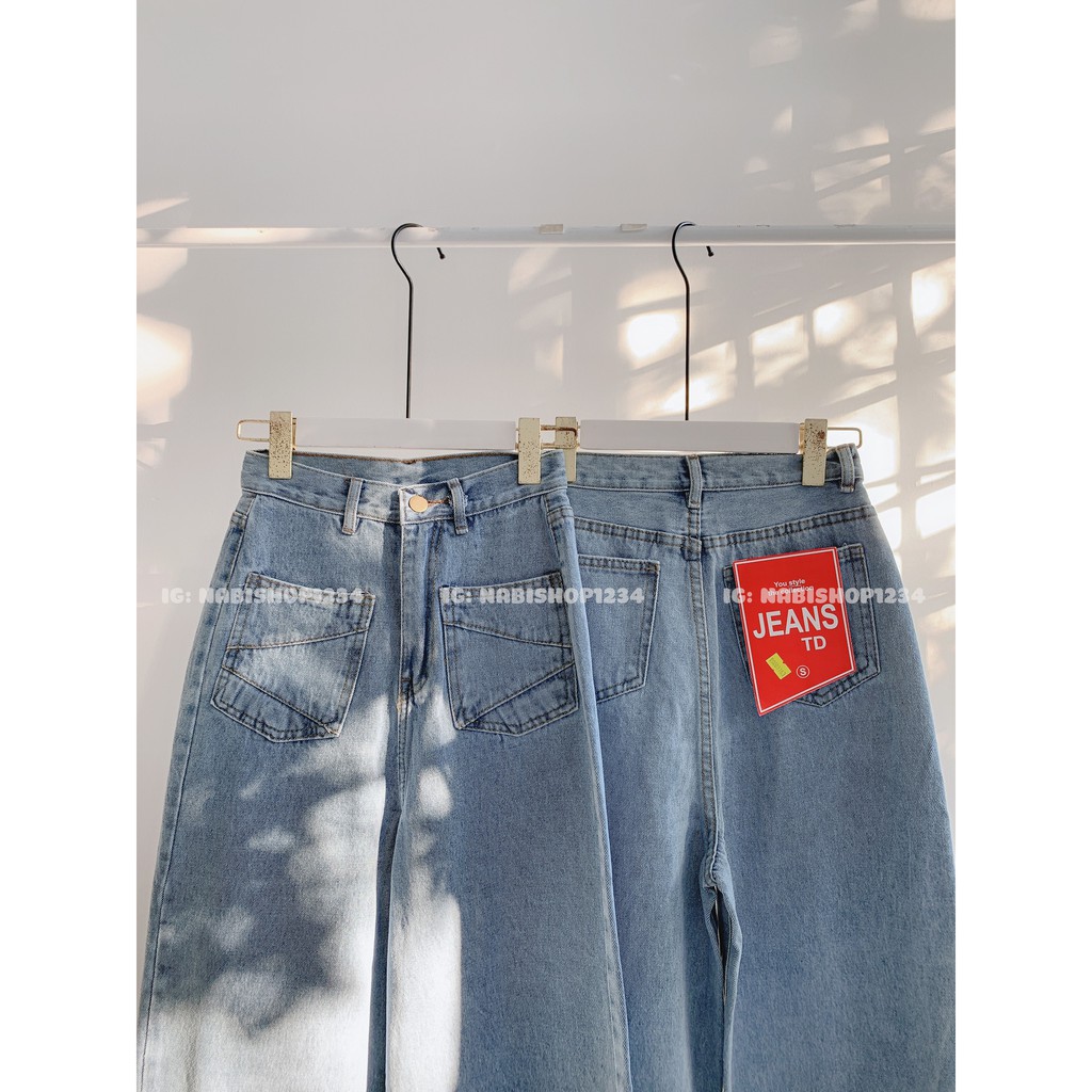 Quần Ống Suông Jean Nữ Cạp Cao Túi Kiểu Mã 3163 Form Dài 100cm (ẢNH THẬT KÈM VIDEO) - Nabishop1234