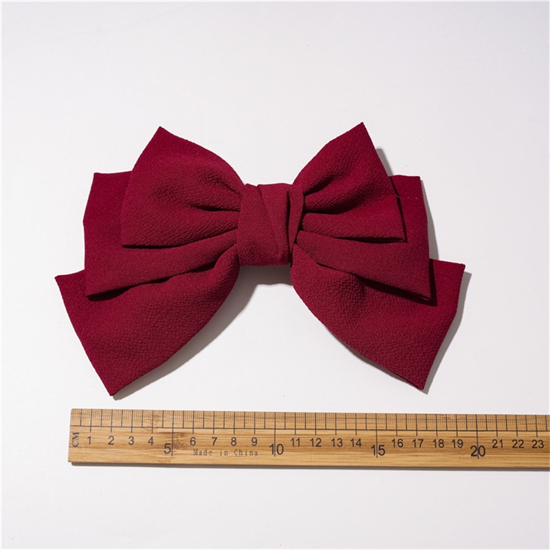 Kẹp Tóc Hình Nơ Bằng Vải Ba Lớp Màu Trơn Phong Cách Hàn Quốc Mới Dành Cho Nữ