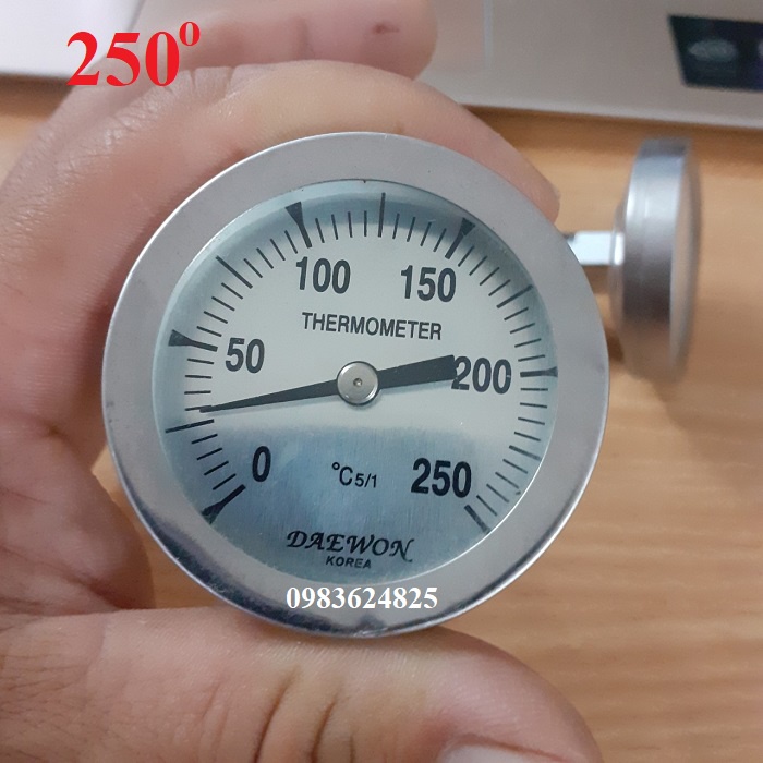 Đồng hồ đo nhiệt độ Lu quay lò nướng nồi hơi công nghiệp 250 độ mặt 5cm chân cảm ứng 7cm Daewon