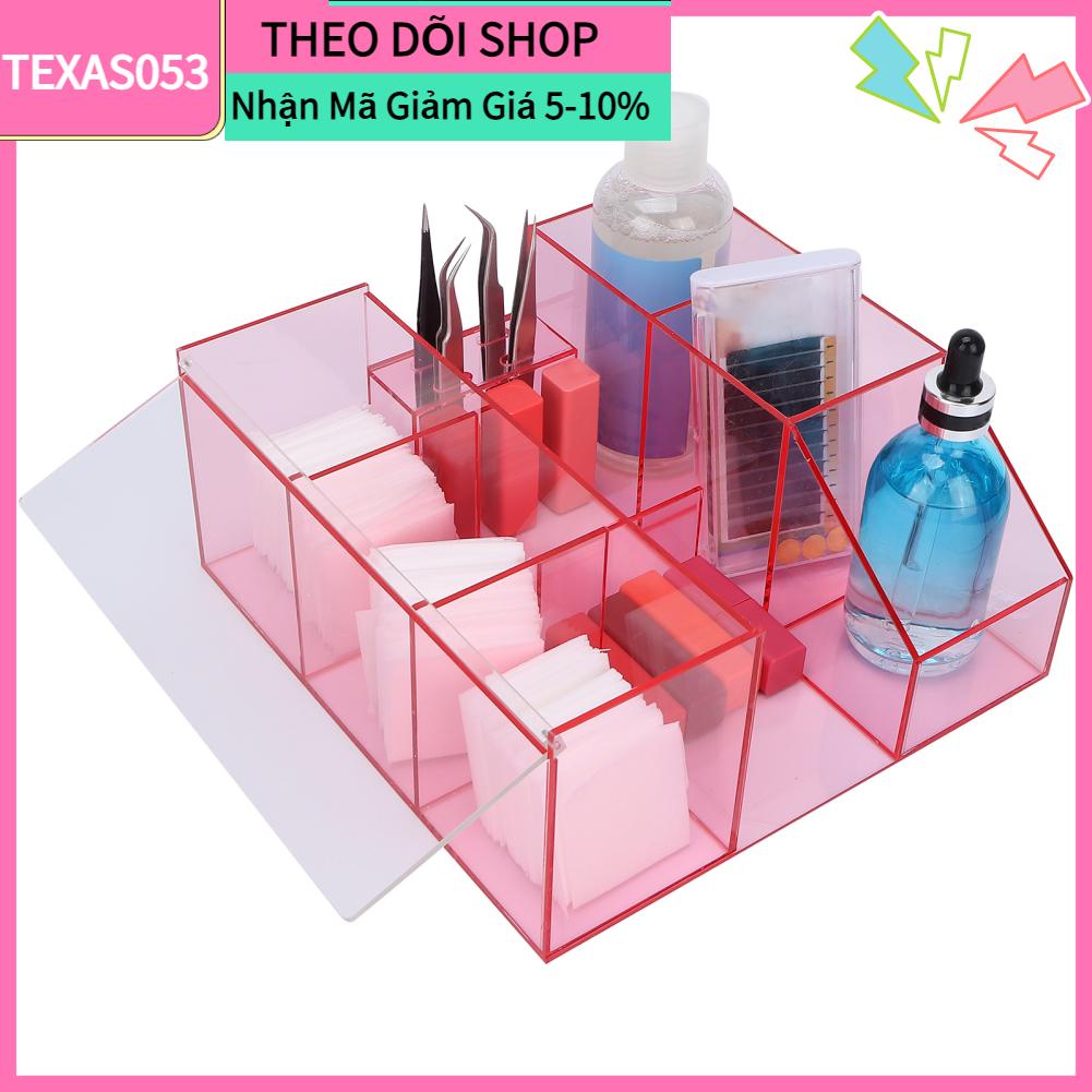 Texas053 Dung lượng lớn Ghép lông mi Nghệ thuật Cắt móng tay Dụng cụ Hình xăm Hộp đựng Tổ chức (Màu hồng trong suốt)