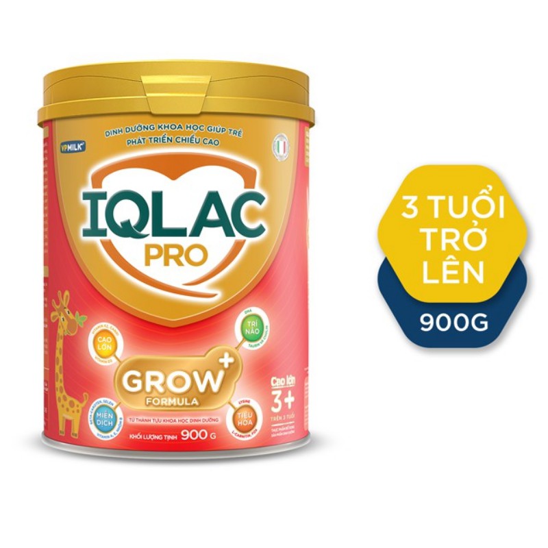 Sữa Bột IQLac Pro Cao Lớn 3+ VPMilk, Công Thức Grow Up Phát Triển Chiều Cao Hộp 400g và 900g