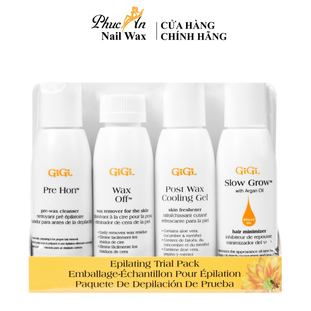 Bộ Lotion 4 Chai GiGi trước và sau Wax GiGi Epilating Lotion Pre-Pack Gigi 00790 dành cho dịch vụ tẩy lông