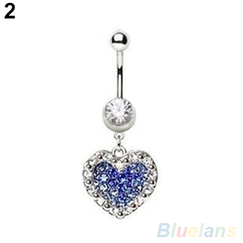 Khuyên rốn hợp kim đính đá hình trái tim cá tính