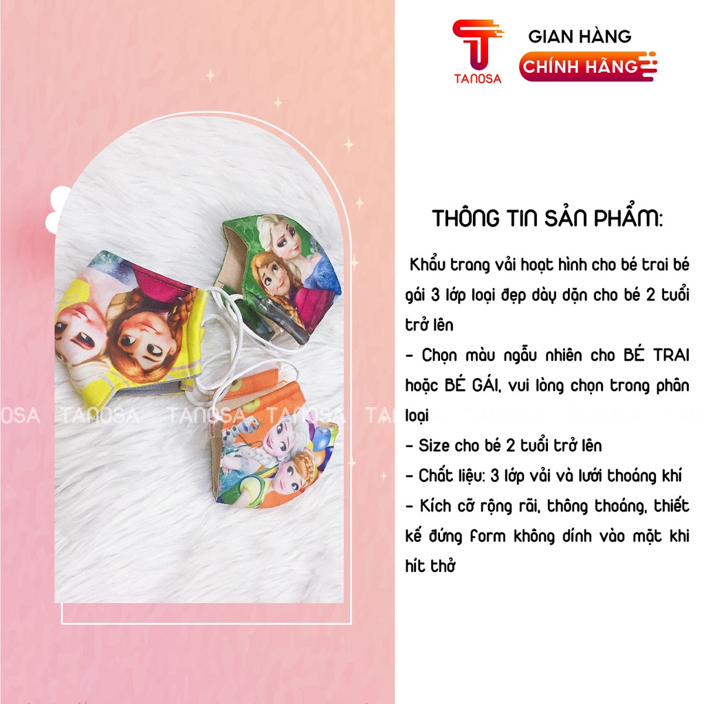 Khẩu trang vải cho bé với 3 lớp chống bụi TANOSA