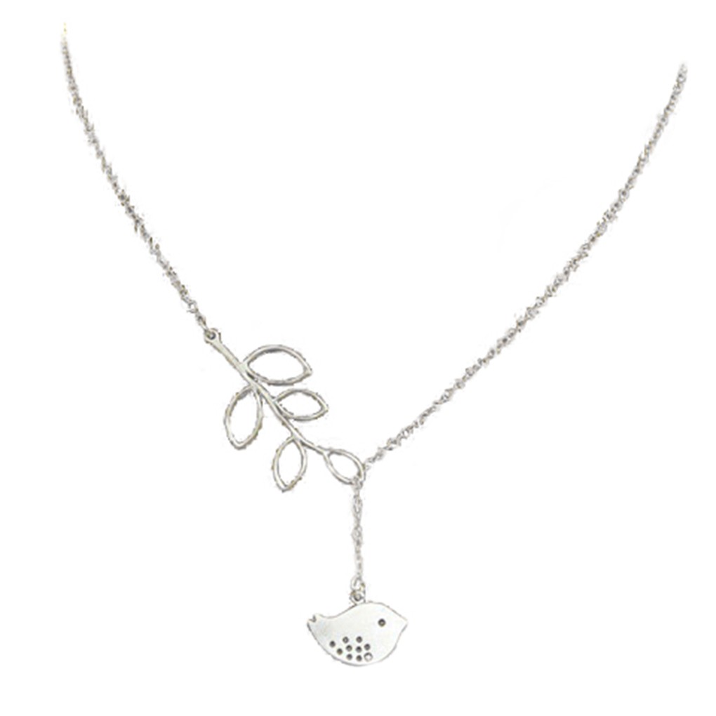 Dây Chuyền Hợp Kim Hình Chiếc Lá Và Chú Chim