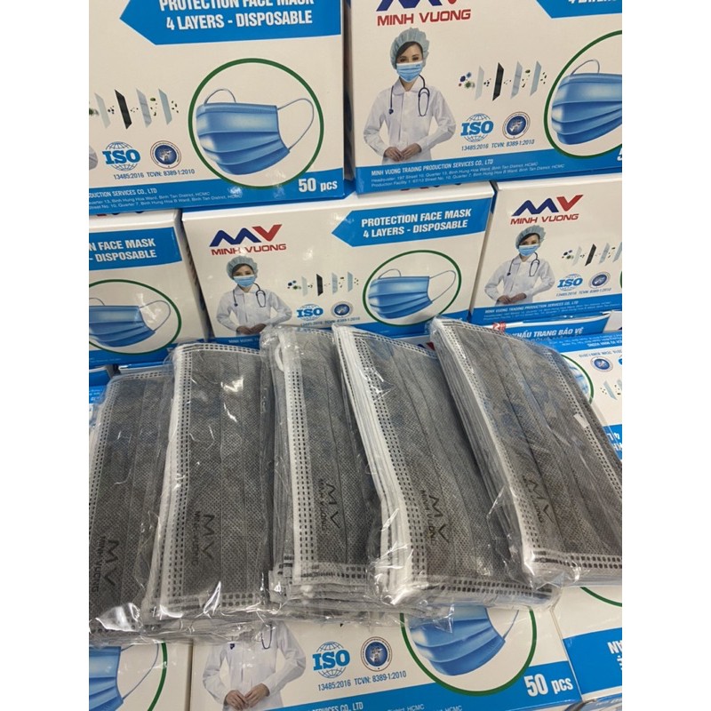 Khẩu trang 4 lớp thương hiệu MINH VƯỢNG hợp 50 cái