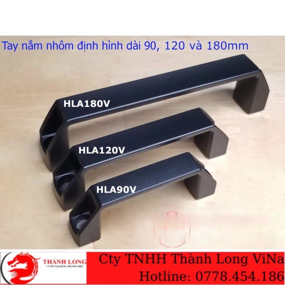 Tay nắm nhôm định hình, tay nằm chữ D nhôm chiều dài 90, 120 và 180mm model HLA90V, HLA120V và HLA180V