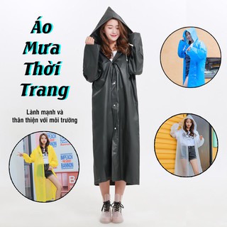 Áo Mưa Măng Tô, Áo Mưa Trong Suốt Thời Trang Có Mũ Trùm Đầu Chống Thấm PAPAA.HOME
