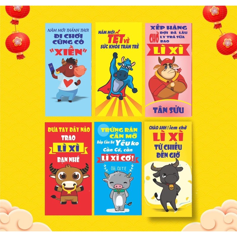 Sỉ 500- 1000 lixi mẫu mới 2021 giấy đẹp tặng túi nilon