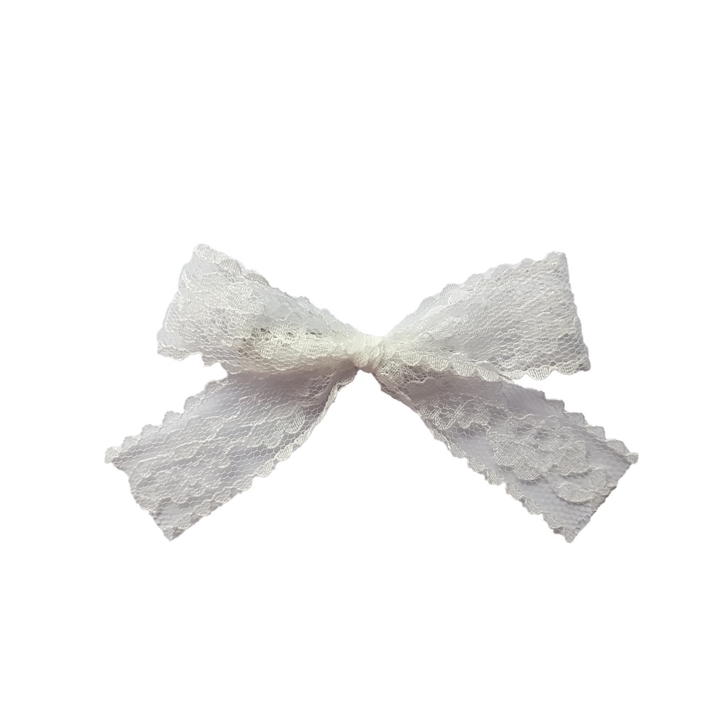 Kẹp Tóc Nơ Ren Màu Trắng Phong Cách lolita Xinh Xắn Cho Nữ