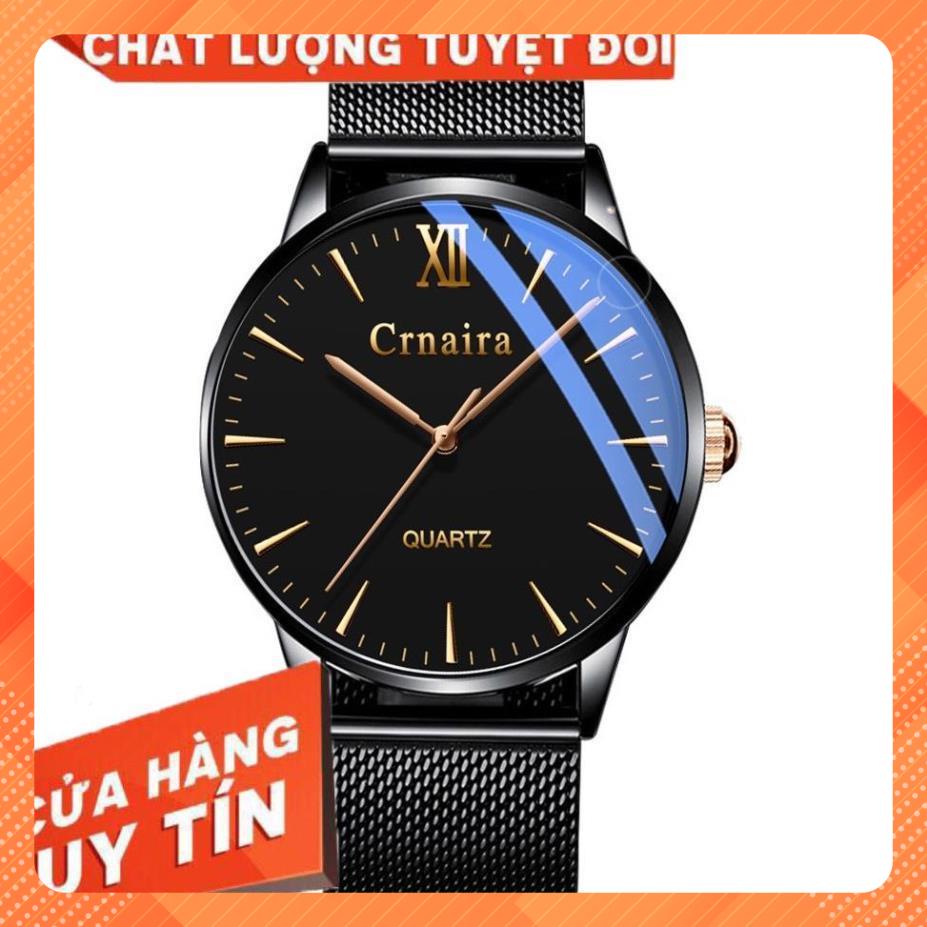 Đồng Hồ Nam Crnaira Japan C3079 Siêu Mỏng Dây Thép Lụa Cao Cấp
