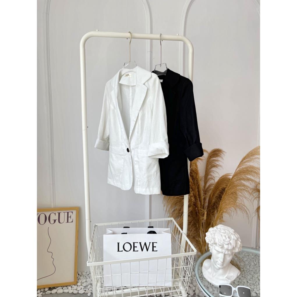Áo vest blazer nữ tay lỡ sắn gấu mix áo croptop phong cách công sở thanh lịch thiết kế Evalover : VE29