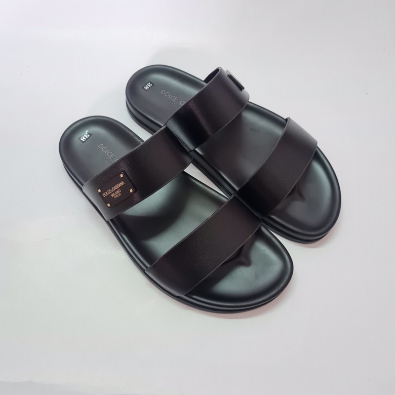 Dép Nam Quai Ngang Da Bò Dập Vân In Cá Sấu Cao Cấp