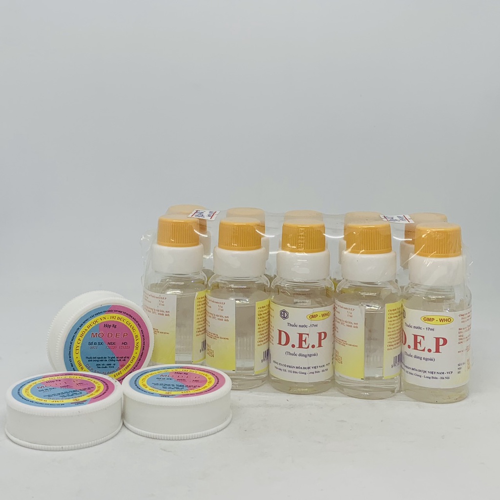 D.E.P  NƯỚC 17ml, D.E.P MỠ 8g bôi ghẻ ngứa viêm da chống muỗi đốt GLU2201