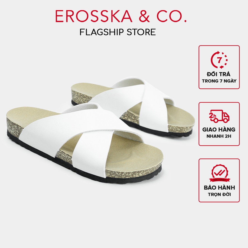 Erosska - Dép quai chéo đế trấu Erosska 2022 thời trang màu đen trắng nâu - DT001