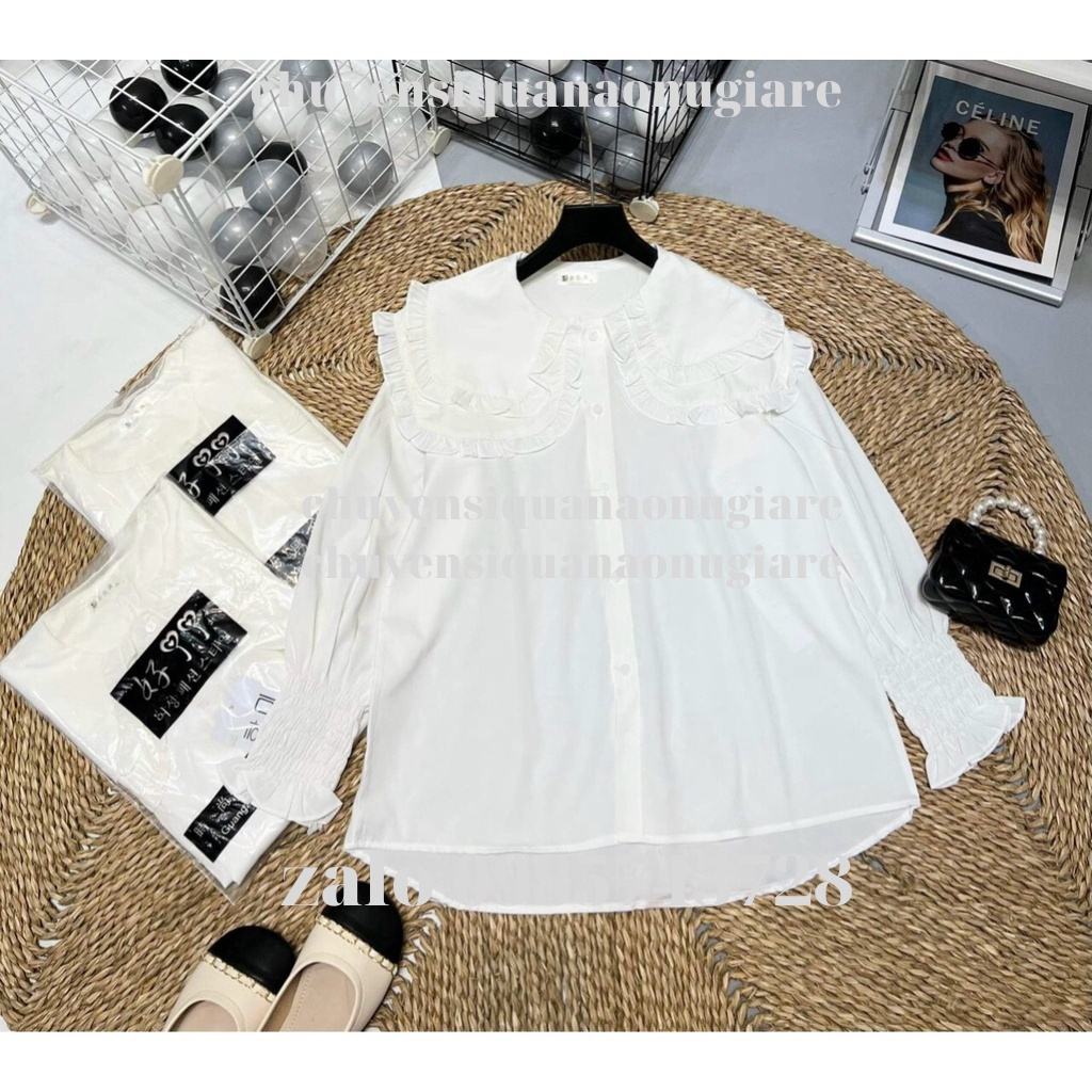 áo sơ mi nữ cổ bèo , áo babydoll tay bèo hàng QCCC loại 1 A00012 kaca chuyensiquanaonugiare