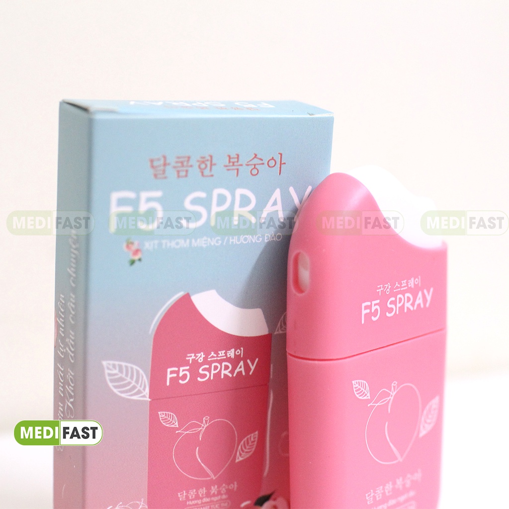 Xịt thơm miệng F5 Spray - Combo bộ đôi 2 vị Đào và Dâu - Lọ 12ml Vệ sinh răng miệng, làm sạch hơi thở, tự tin giao tiếp