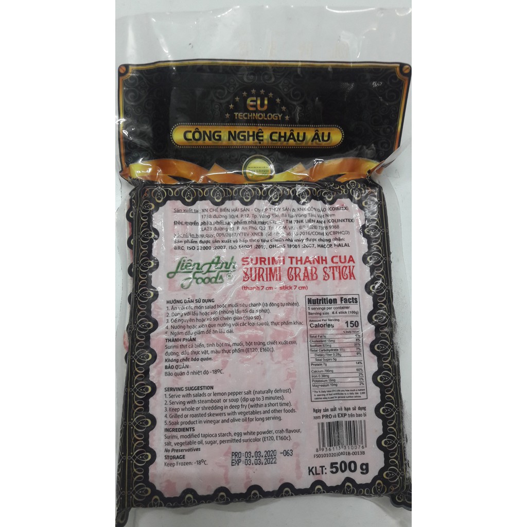 Thanh cua dài 17.5cm túi 500g gồm 14 thanh
